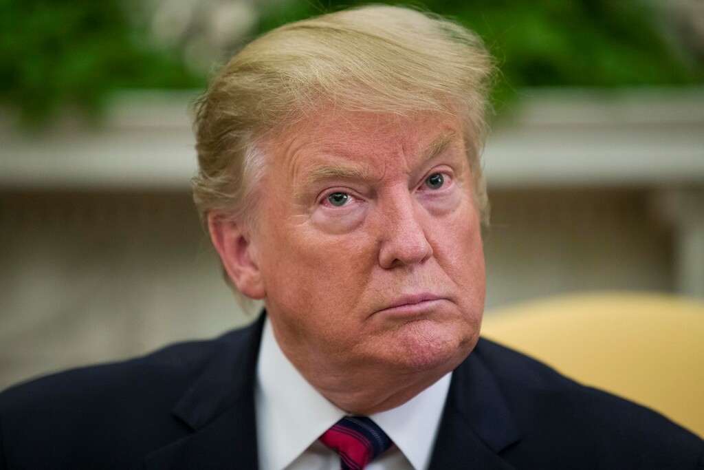 President Donald Trump pauses while speaking during a meeting with Slovak Prime Minister Peter Pellegrini in the Oval Office of the White House, Friday, May 3, 2019, in Washington. (AP Photo/Alex Brandon)