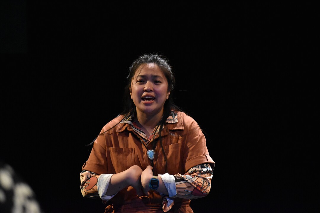 (Sharah Meservy  |  Plan-B Theatre) Joy Asiado plays Lark, the main character of Melissa Leilani Larsons's play "Mestiza, or Mixed," playing June 9-19, 2022, at the Rose Wagner Performing Arts Center in Salt Lake City, produced by Plan-B Theatre.