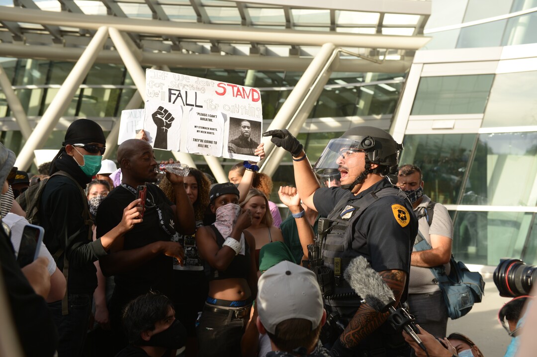 (Leah Hogsten  |  The Salt Lake Tribune)  Protest against police brutality in Salt Lake City on Monday, June 1, 2020.