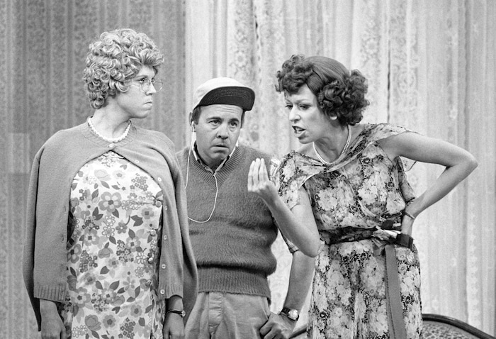 (Photo courtesy CBS) Vicki Lawrence, Tim Conway and Carol Burnett perform on “The Carol Burnett Show.”