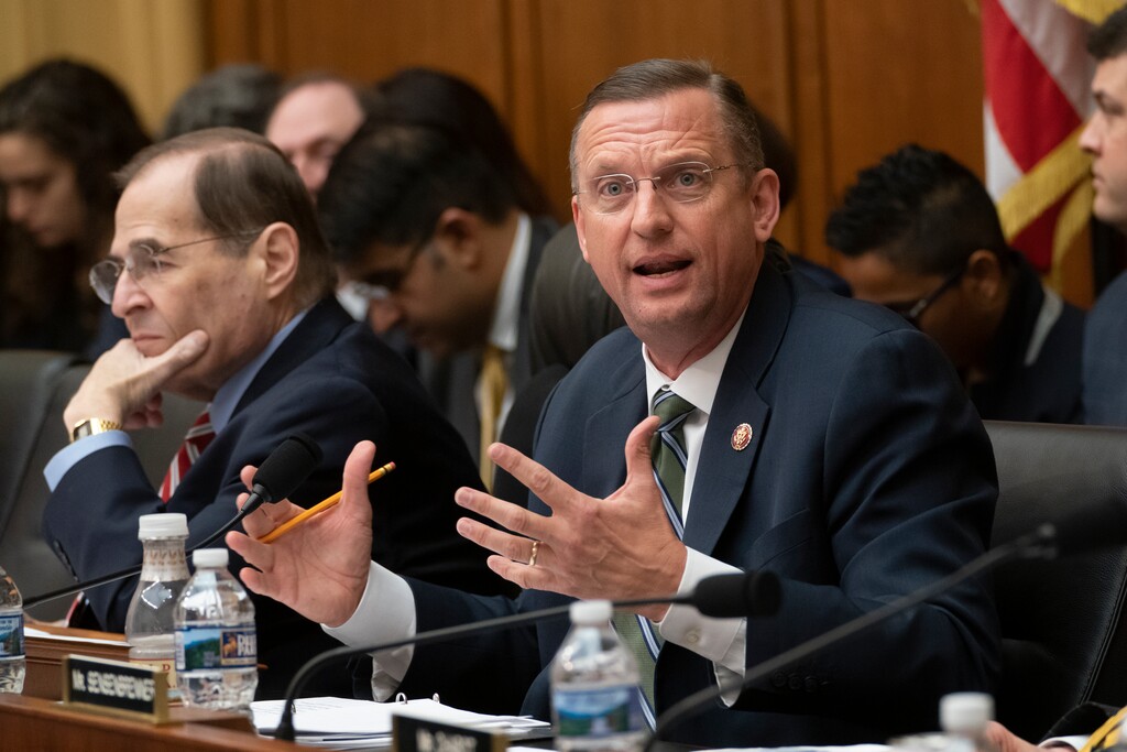 House Judiciary Committee Ranking Member Doug Collins, R-Ga., makes an objection to the resolution by Chairman Jerrold Nadler, D-N.Y., left, to subpoena special counsel Robert Mueller's full report, on Capitol Hill in Washington, Wednesday, April 3, 2019. (AP Photo/J. Scott Applewhite)