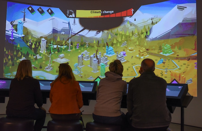(Francisco Kjolseth  |  The Salt Lake Tribune)  The Natural History Museum of Utah at the Rio Tinto Center is officially introducing a new multiplayer game called Utah Climate Challenge, to help visitors consider issues of sustainability, biodiversity, population growth and urban sprawl. Located in the Utah Futures Gallery, the game is designed by Preloaded, a London-based company that specializes in designing games with a purpose to tackle complicated issues for a general audience.