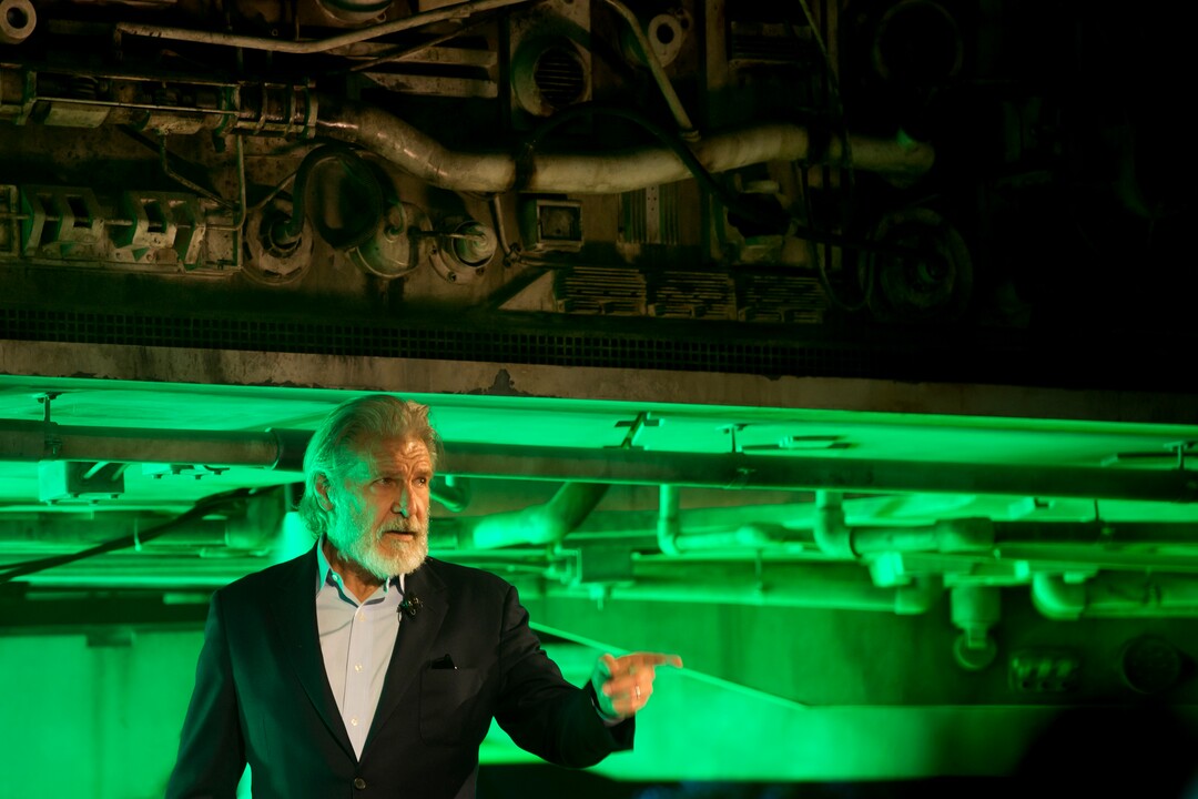 (Jeremy Harmon  |  The Salt Lake Tribune) Harrison Ford speaks during the dedication ceremony for Star Wars: Galaxy's Edge in Anaheim, Ca. on Wednesday, May 29, 2019.