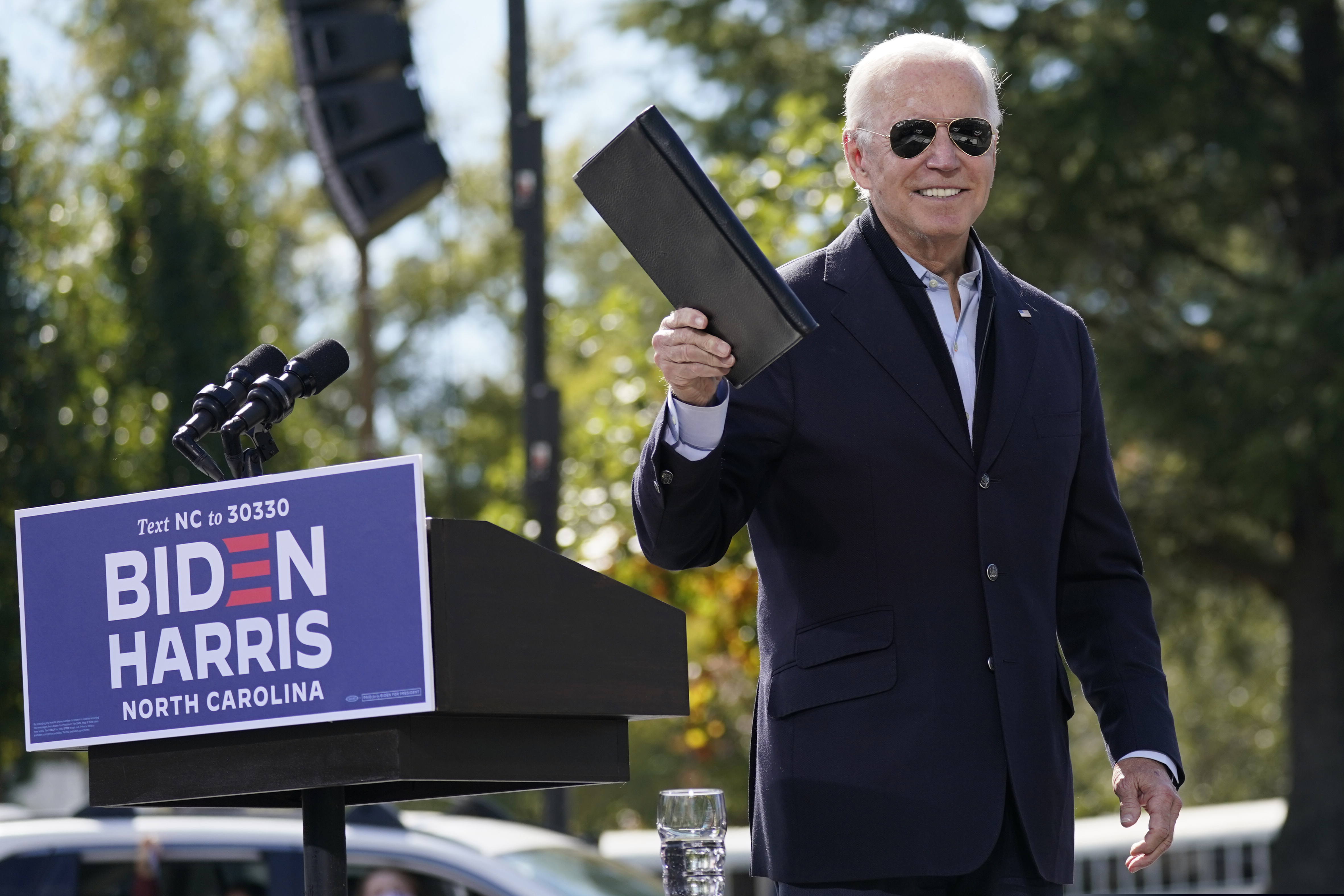 (Carolyn Kaster | AP photo)

Democratic presidential candidate former Vice President Joe Biden turns from the podium after speaking during a campaign event at Riverside High School in Durham, N.C., Sunday.