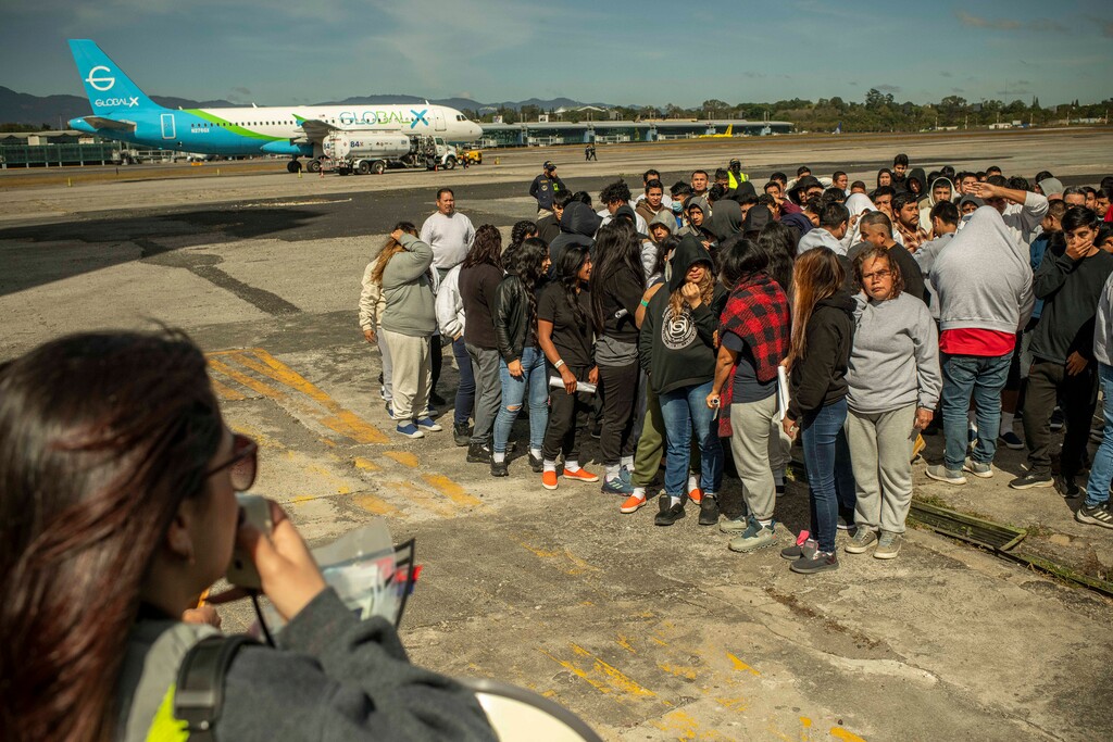 (Daniele Volpe | The New York Times) A deportation flight from Louisiana arrives in Guatemala City, Guatemala on Wednesday, Jan. 15, 2025.