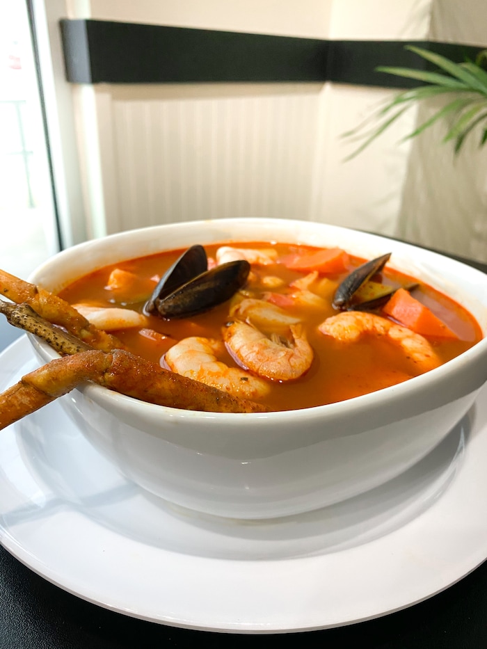 (Courtesy of Frida Guerrero | La Casa Del Tamal) The Caldo de Siete Mares from La Casa Del Tamal is a seafood soup.