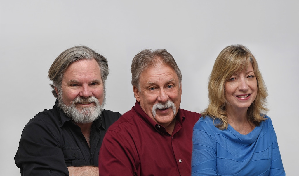 (Photos by Francisco Kjolseth  |  The Salt Lake Tribune)  Composite photo of Pat Bagley, Robert Kirby and Peggy Fletcher Stack.