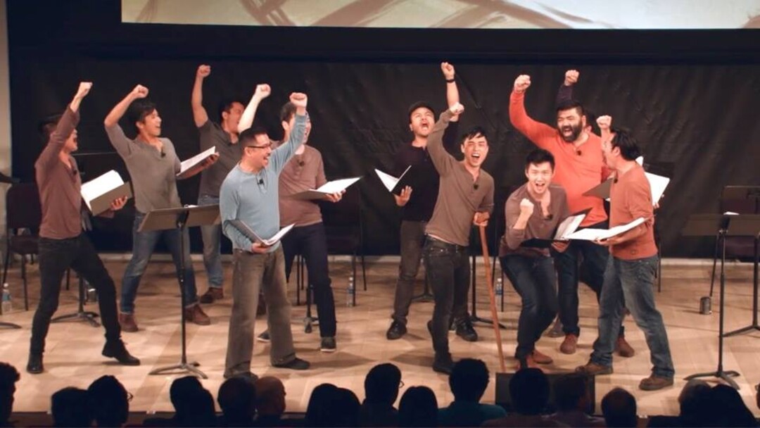 (Photo courtesy National Asian Artists Project) A rehearsal of the musical “Gold Mountain.”