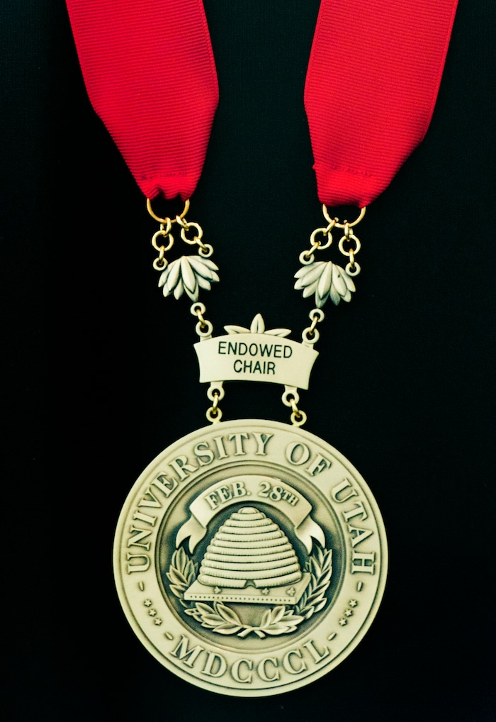 (Rick Egan  |  The Salt Lake Tribune)      The University of Utah named six new Jon M. Huntsman Presidential Chairs, funded by the Huntsman Family Foundation, during a ceremony at the Alumni House, Tuesday, June 19, 2018.


