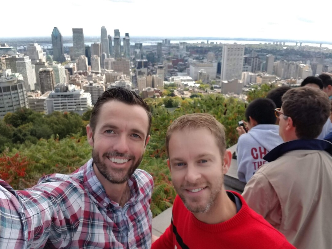 (photo courtesy Seth Anderson) Michael Ferguson, left, and Seth Anderson, seen here recently in Boston, where they are both in grad school. Ferguson and Anderson were the first gay couple to receive a marriage license in Utah, on Dec. 20, 2013.