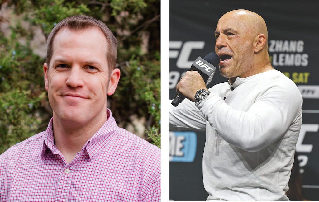 (Dan McClellan, Gregory Payan) Scholar of the Bible Dan McClellan, a Latter-day Saint, pictured beside controversial podcaster Joe Rogan.