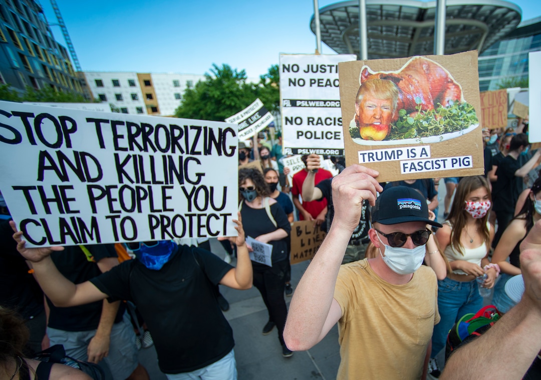 (Rick Egan  |  The Salt Lake Tribune) Protesters leave the Public Safety Building in Salt Lake City as they start out for the University of Utah on Wednesday, June 3, 2020.