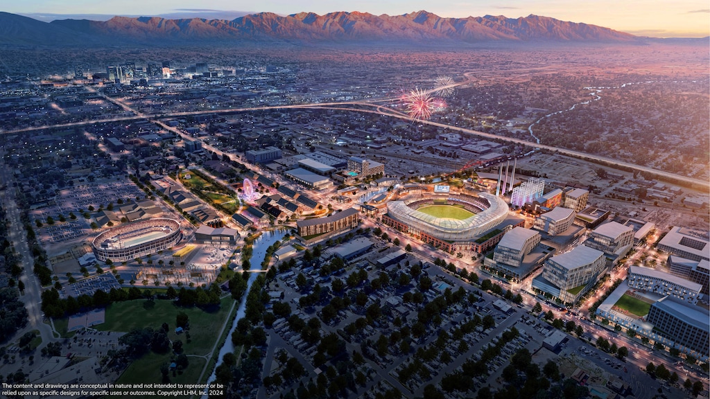 (LHM Company) The Larry H. Miller Company released new renderings for its plans for the Power District development on Salt Lake City’s west side on Feb. 15, 2024. The 100-acre site along North Temple is where the Miller’s proposed Major League Baseball stadium would be built.