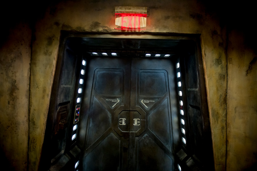 (Jeremy Harmon  |  The Salt Lake Tribune) A door that leads out of the Droid Depot at Star Wars: Galaxy's Edge in Anaheim, Ca. on Wednesday, May 29, 2019.