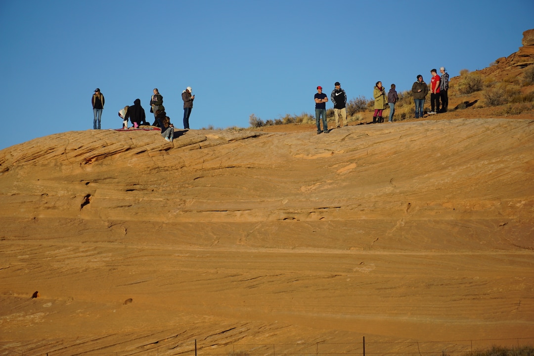 (Zak Podmore | The Salt Lake Tribune) Spectators gather to witness the demolition of the Navajo Generating Station on December 18, 2020.