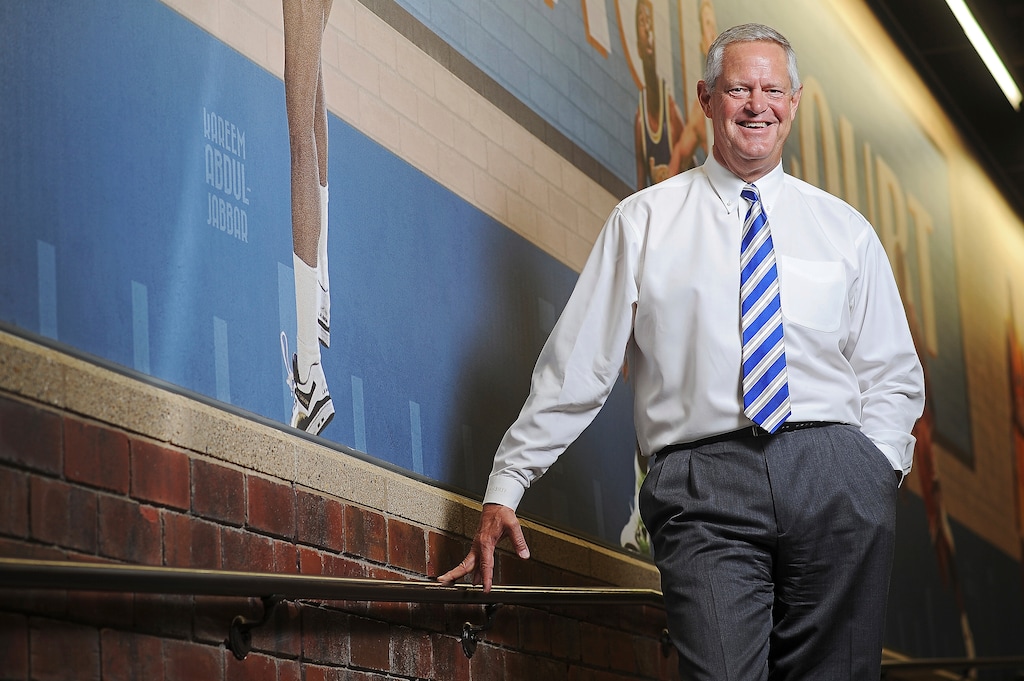 FILE - In this Dec. 2, 2015, file photo, Kelby Krabbenhoft, president and CEO of Sanford Health, poses for a photo at the Sanford Pentagon in Sioux Falls, S.D. Krabbenhoft, the head of one of the largest regional health systems in the Midwest, was replaced Tuesday, Nov. 24, 2020, less than a week after telling employees that he had recovered from COVID-19 and was not wearing a mask around the office. Sanford Health said in a release that it has “mutually agreed to part ways” with Krabbenhoft, who took over in 1996. (Joe Ahlquist/The Argus Leader via AP, File)