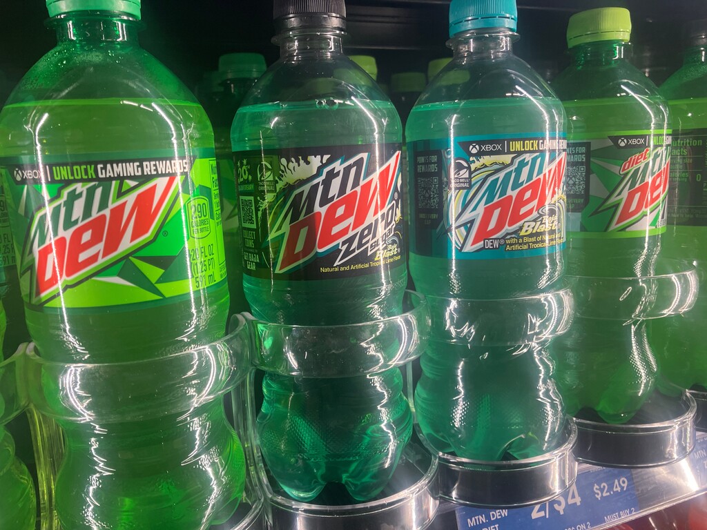 (Sean P. Means  |  The Salt Lake Tribune) Bottles of Mountain Dew chill at Lee's Market in Salt Lake City on Sept. 3, 2024.