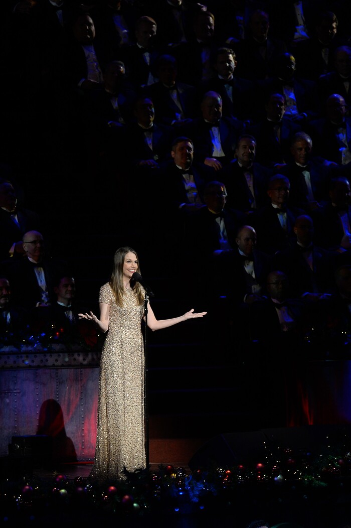 (Francisco Kjolseth  |  The Salt Lake Tribune)  The Mormon Tabernacle Choir Christmas extravaganza kicks off with Broadway star Sutton Foster and "Downton Abbey's" Hugh Bonneville at the Conference Center on Thursday, Dec. 14, 2017.