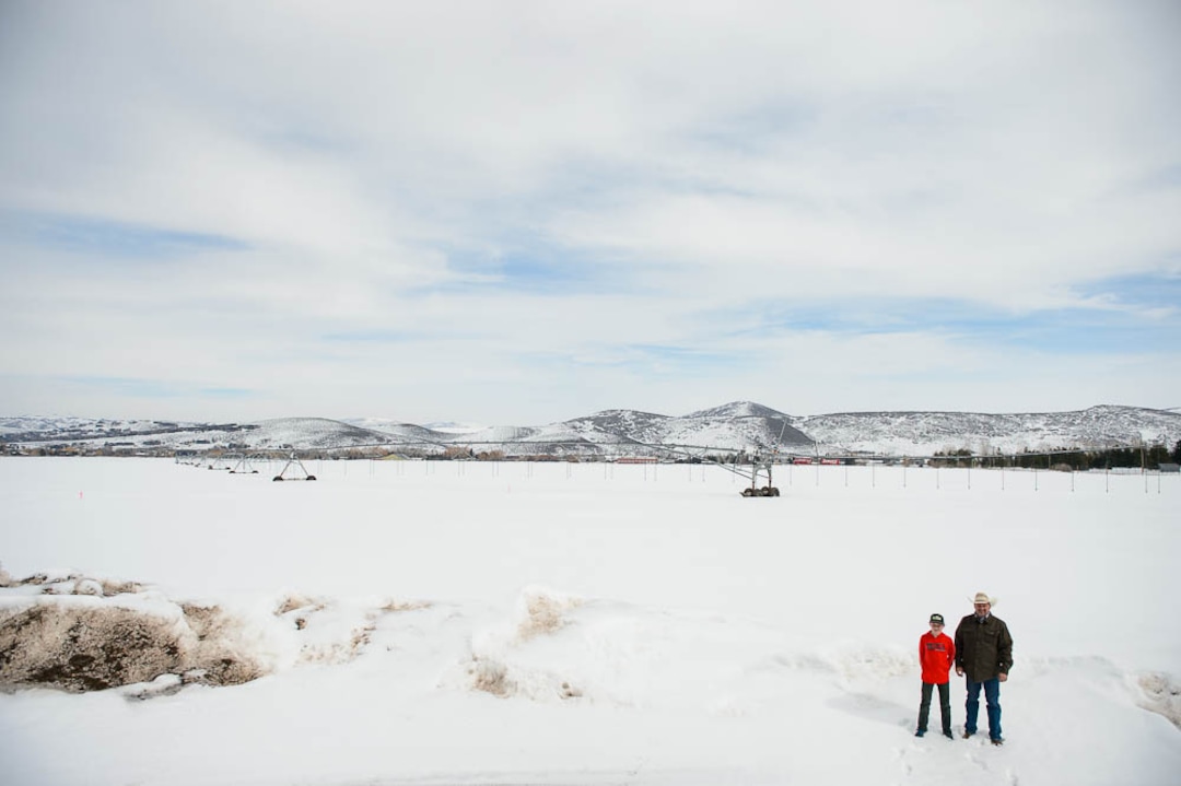 (Trent Nelson | The Salt Lake Tribune)  Brock and Roger Osguthorpe at the Osguthorpe Farm, a 158-acre parcel on Old Ranch Road in the heart of the Snyderville Basin on Monday March 18, 2019. The Summit Land Conservancy is facing a March 31 deadline to raise money to save the farm.