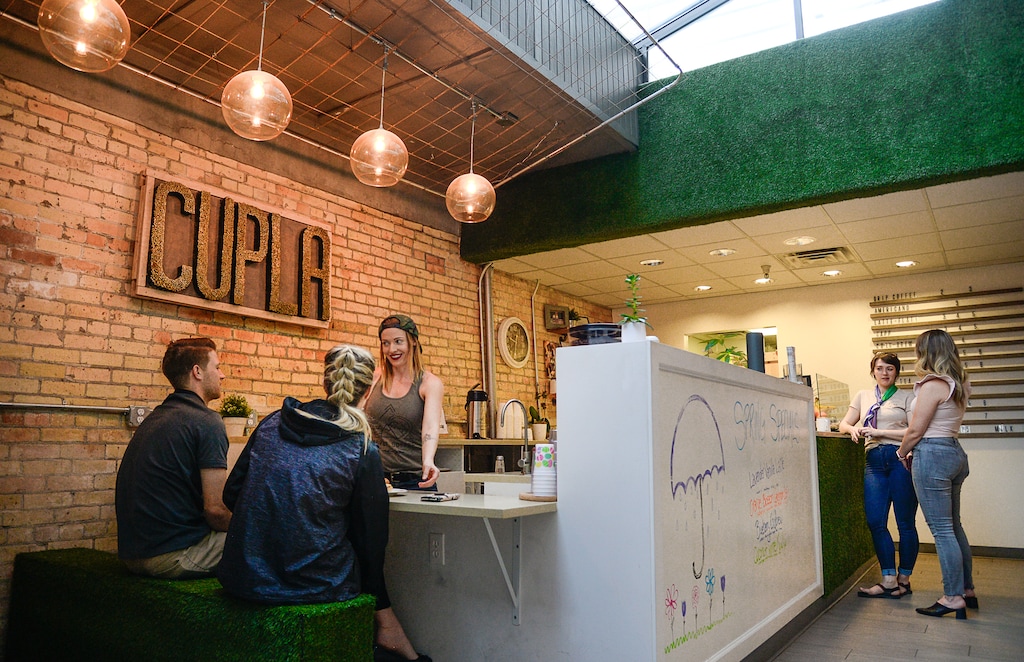 (Francisco Kjolseth | The Salt Lake Tribune) Cupla Coffee opened about a year ago in the basement of the Axis Business Building across from the Salt Palace Convention Center. It's owned and operated by twin sisters Abby Purdie & Bethany Heath, pictured. They roast the coffee beans (at a separate location) and make all the baked items, catering to people with gluten-free, vegan, keto diets.