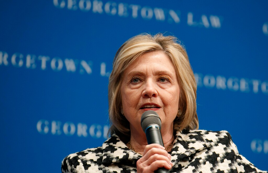 (Jacquelyn Martin | AP file photo) In this photo dated Wednesday, Oct. 30, 2019, former U.S. Secretary of State Hillary Clinton speaks at Georgetown Law's second annual Ruth Bader Ginsburg Lecture, in Washington. Clinton told the BBC on Tuesday Nov. 12, 2019, that she's “dumbfounded” the U.K. government has failed to release a report on Russian influence in British politics as the country prepares for national elections on Dec 12.