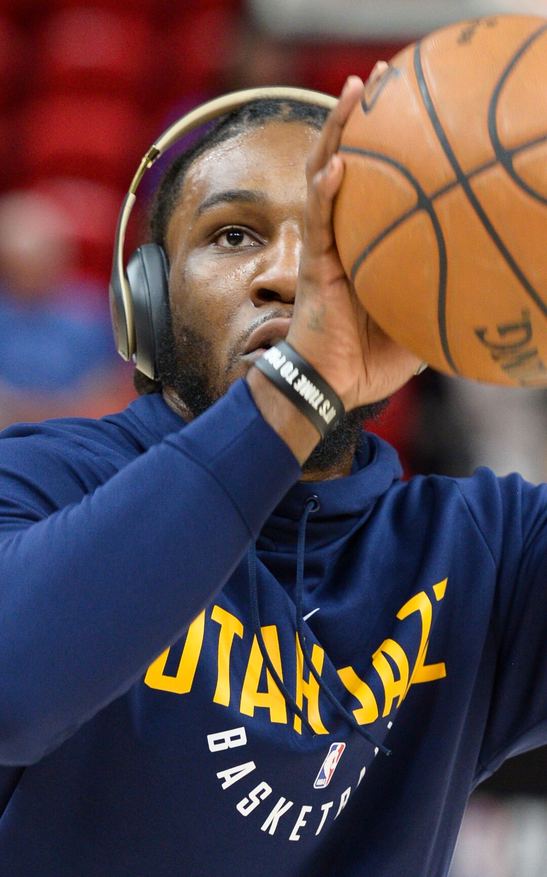 (Leah Hogsten  |  The Salt Lake Tribune)  Utah Jazz forward Jae Crowder (99) warms up as the Utah Jazz get ready take on the Houston Rockets in Game 3 of an NBA basketball second-round playoff series Friday, May 4, 2018 in Salt Lake City.