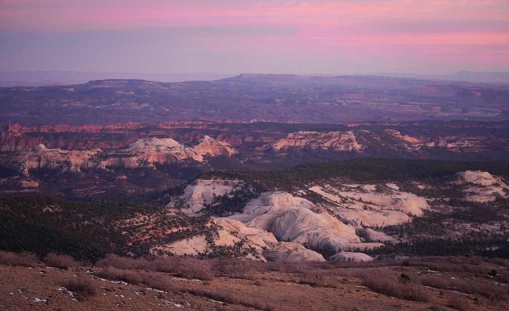 (Bethany Baker  |  The Salt Lake Tribune) Grand Staircase-Escalante National Monument from Homestead Overlook outside Boulder on Tuesday, Dec. 17, 2024.