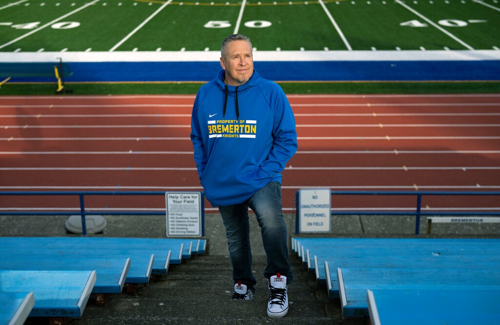(Ruth Fremson | The New York Times)

Joseph Kennedy, the football coach, at Bremerton High School in Bremerton, Wash., on Feb. 7, 2022. The Supreme Court ruled on Monday, June 27, 2022, that Kennedy has a constitutional right to pray at the 50-yard line after his team's games.