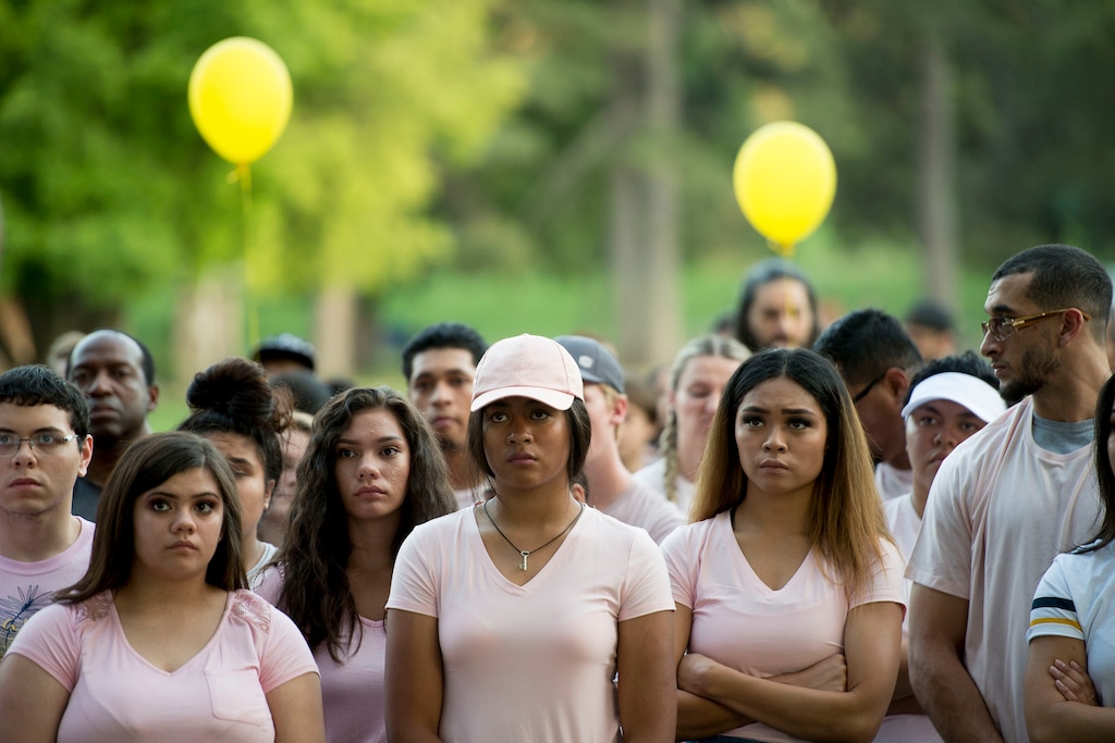 (Jeremy Harmon | The Salt Lake Tribune) Community members gather in Liberty Park on July 23, 2018 to show support for a 16-month-old girl family members say was sexually assaulted.
