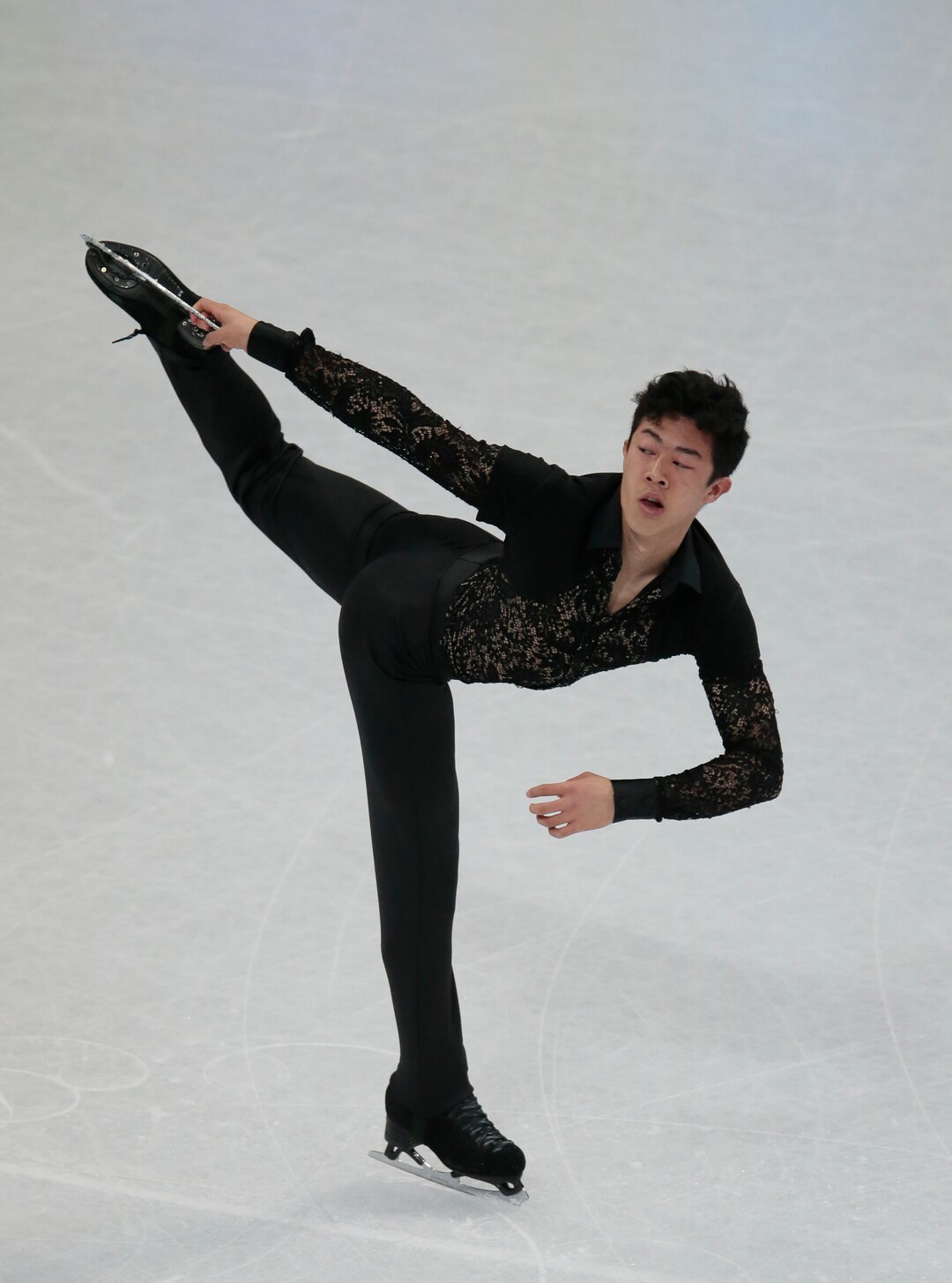 Nathan Chen, of the United States, skates his short program at the World figure skating championships in Helsinki, Finland, on Thursday, March 30, 2017. (AP Photo/Ivan Sekretarev)
