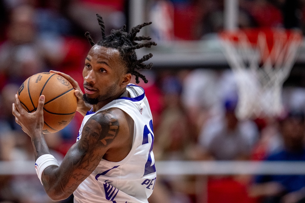 (Trent Nelson  |  The Salt Lake Tribune) Utah Jazz guard Darryn Peterson (22) scored 28 points during his summer league debut on July 4. He followed that up with 25 points on Monday night.