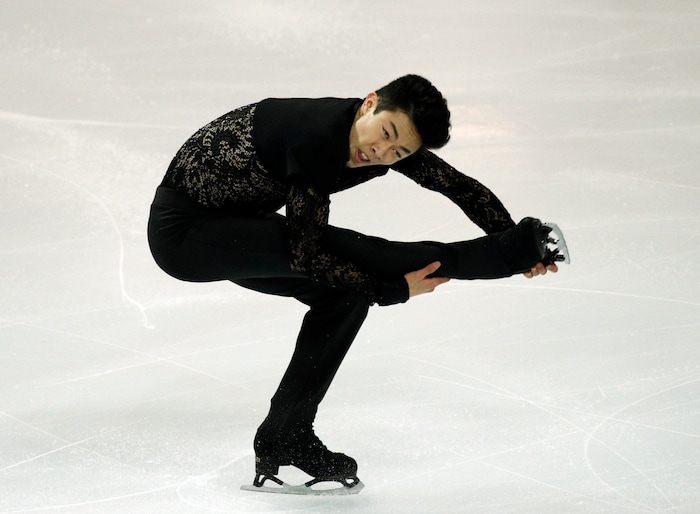Nathan Chen of the U.S competes in the Men Short Program during ISU Grand Prix of Figure Skating Final in Marseille, southern France, Thursday, Dec. 8, 2016. (AP Photo/Christophe Ena)
