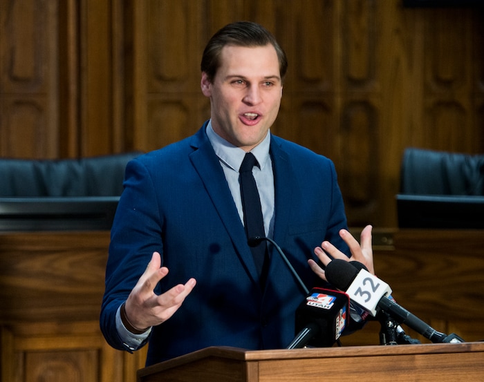 (Rick Egan  |  The Salt Lake Tribune)    Mackey Smith talks about his friend, Elizabeth Elena Laguna-Salgado, who went missing three years ago in downtown Provo, Friday, April 13, 2018.