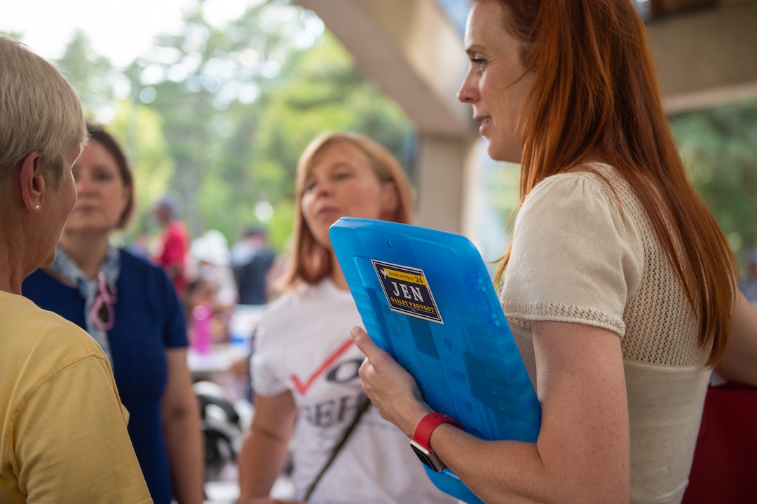 (Rachel Molenda  |  The Salt Lake Tribune) Jennifer Dailey-Provost attends a candidate meet-and-greet held at Liberty Park in Salt Lake City on Wednesday, July 11, 2018. Dailey-Provost is running as a Democrat for the House District 24 seat in the Utah Legislature.