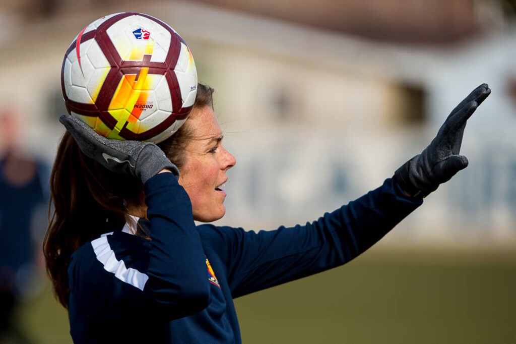 (Trent Nelson | The Salt Lake Tribune)  Utah Royals at practice in Sandy, Tuesday March 20, 2018. Kelley O'Hara (5).