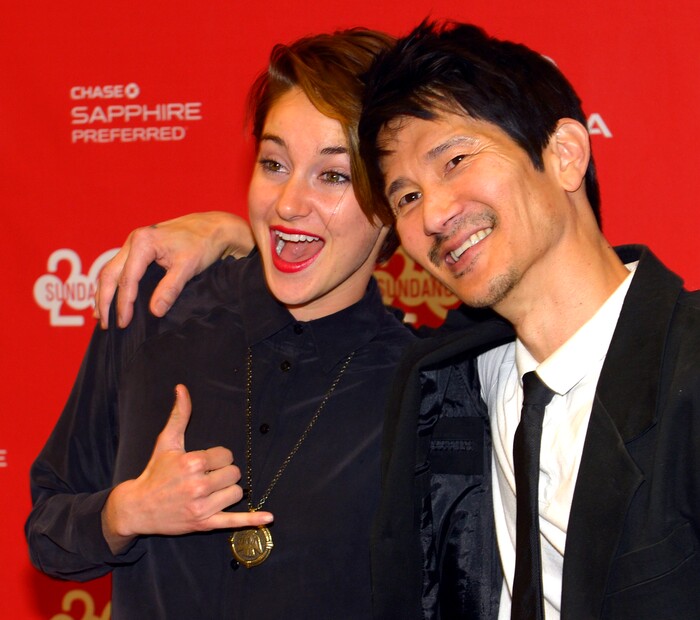Rick Egan  | The Salt Lake Tribune  Shailene Woodley with director Gregg Araki at the Eccles Theatre for the premiere of  “White Bird in a Blizzard,” at the Sundance Film Festival in Park City, Monday, Jan. 20,  