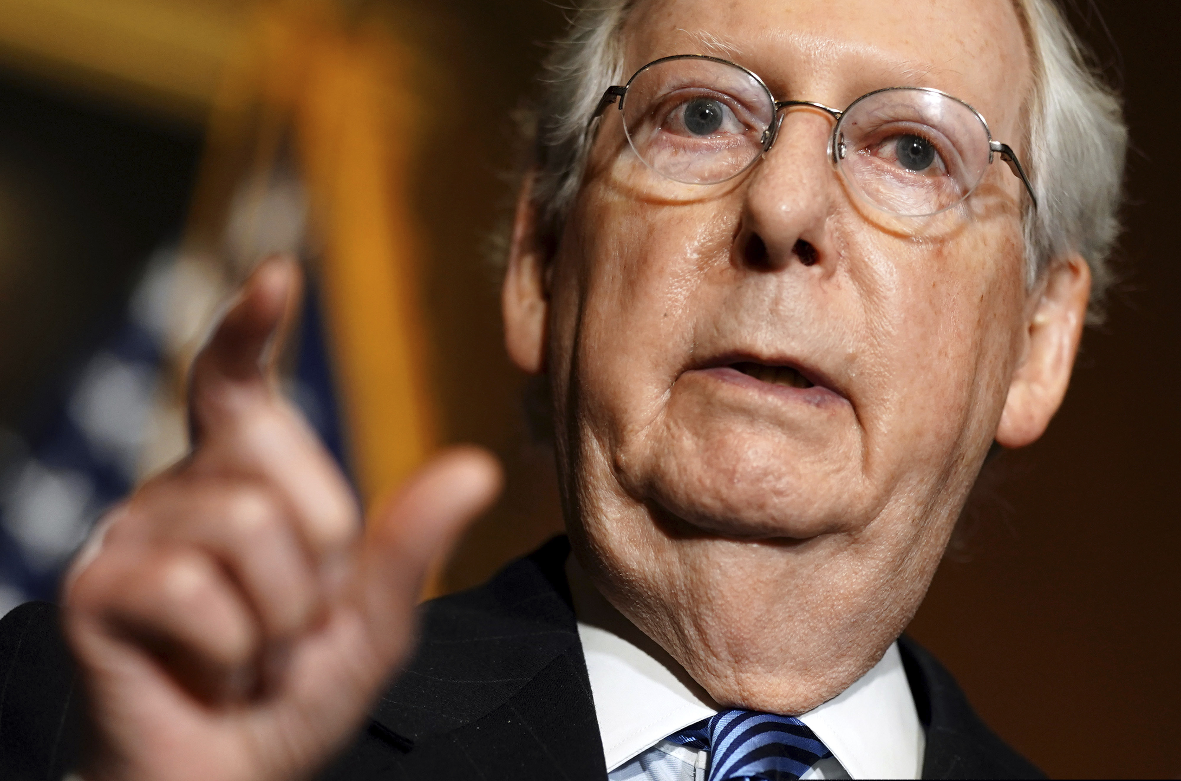 Senate Majority Leader Mitch McConnell of Kentucky, speaks to the media after the Republican's weekly Senate luncheon, Tuesday, Dec. 8, 2020 at the Capitol in Washington. (Kevin Dietsch/Pool via AP)