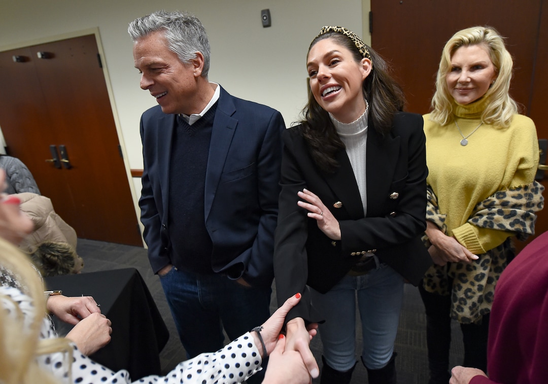 (Francisco Kjolseth  |  The Salt Lake Tribune) Former Gov. Jon Huntsman is joined by his campaigns senior advisor and daughter, Abby, center, and his wife Mary Kaye as they arrive to join the other Republican gubernatorial candidates speaking to the Professional Republican Women of Utah during their membership luncheon at the Capitol in Salt Lake City on Thursday, Jan. 23, 2020.