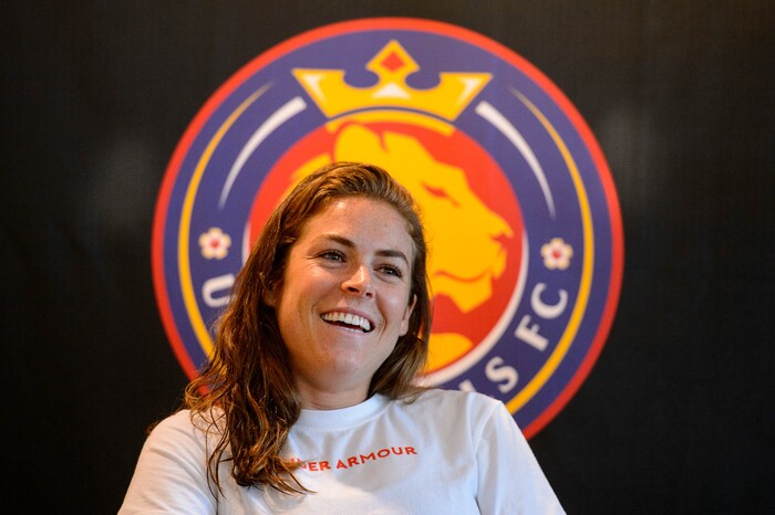 (Trent Nelson | The Salt Lake Tribune)
Utah Royals defender Kelley O'Hara speaks about her World Cup experiences at a news conference in Sandy on Wednesday July 17, 2019.
