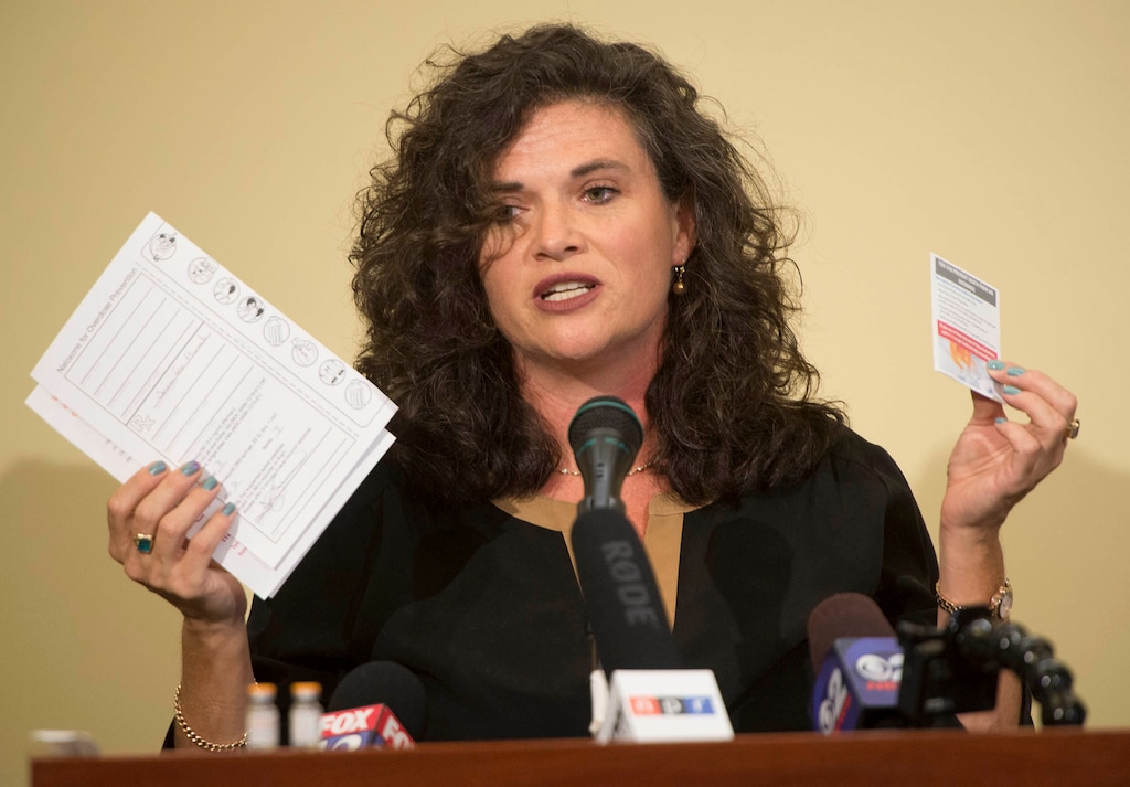 (Rick Egan | The Salt Lake Tribune) Jennifer Plumb talks about Naloxone awareness at the FedUp Rally Utah, on International Overdose Awareness Day at the Utah State Capitol, Monday, August 31, 2015.