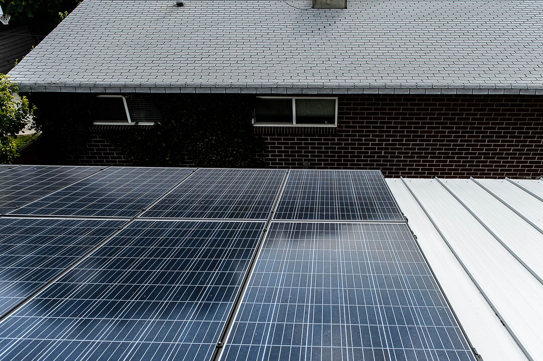 (Trent Nelson  |  The Salt Lake Tribune)  Solar panels on the roof of Erin and Ray Searles's Rose Park home, Friday August 4, 2017. Rocky Mountain Power has proposed a new rate schedule for customers with solar panels. The proposal would disproportionately impact low- and moderate-income households while giving wealthier households a break.