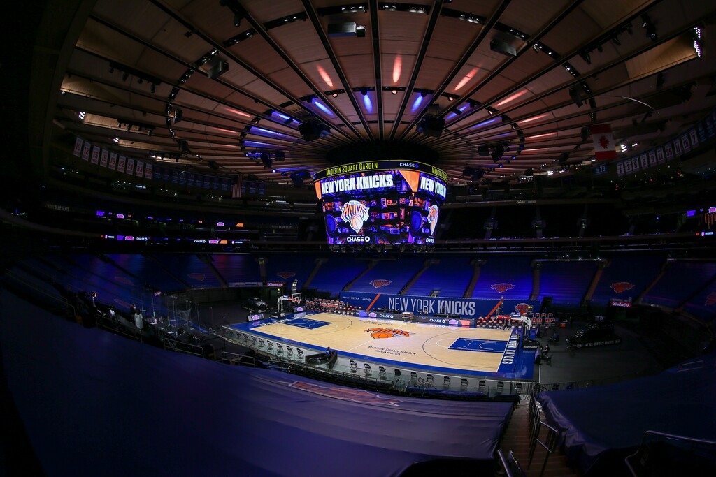 Madison Square Garden is empty of fans, before an NBA basketball game between the Utah Jazz and the New York Knicks on Wednesday, Jan. 6, 2021, in New York. (Wendell Cruz/Pool Photo via AP)