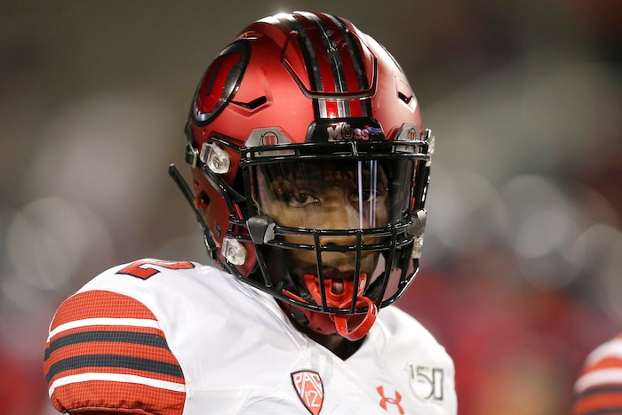 (Rick Scuteri | The Associated Press) Utah defensive back Aaron Lowe (2) is shown in the first half of an NCAA college football game against Arizona, in Tucson, Ariz., on Nov. 23, 2019. Police arrested a man early Sunday in connection with the shooting death of Lowe.