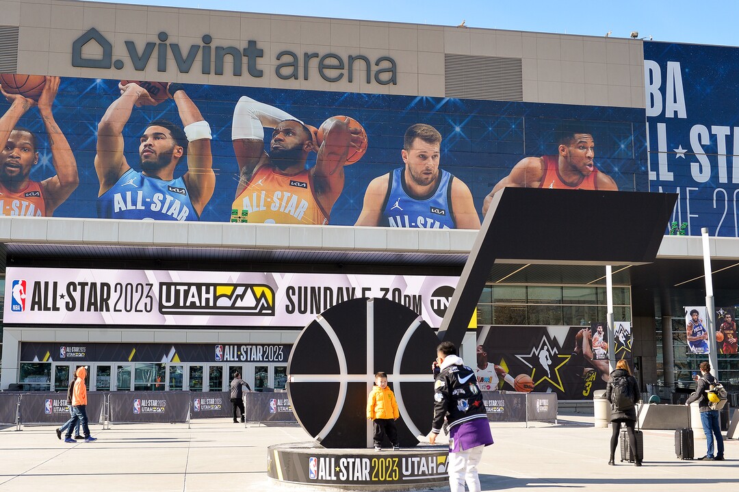 (Chris Samuels | The Salt Lake Tribune) Fans walk around Vivint Arena ahead of the All-Star Game in Salt Lake City, Friday, Feb. 17, 2023.