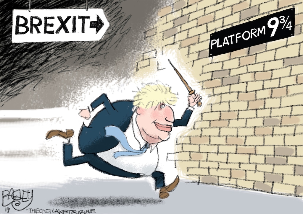 (Pat Bagley | The Salt Lake Tribune) This cartoon, titled “Hard Brexit,” appears in The Salt Lake Tribune on July 26, 2019.