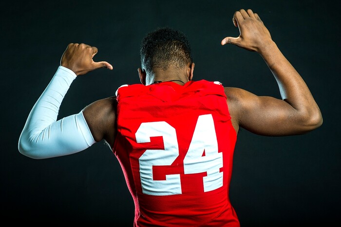 (Chris Detrick | The Salt Lake Tribune) East’s Jaylon Vickers poses for a portrait Friday, December 15, 2017.
