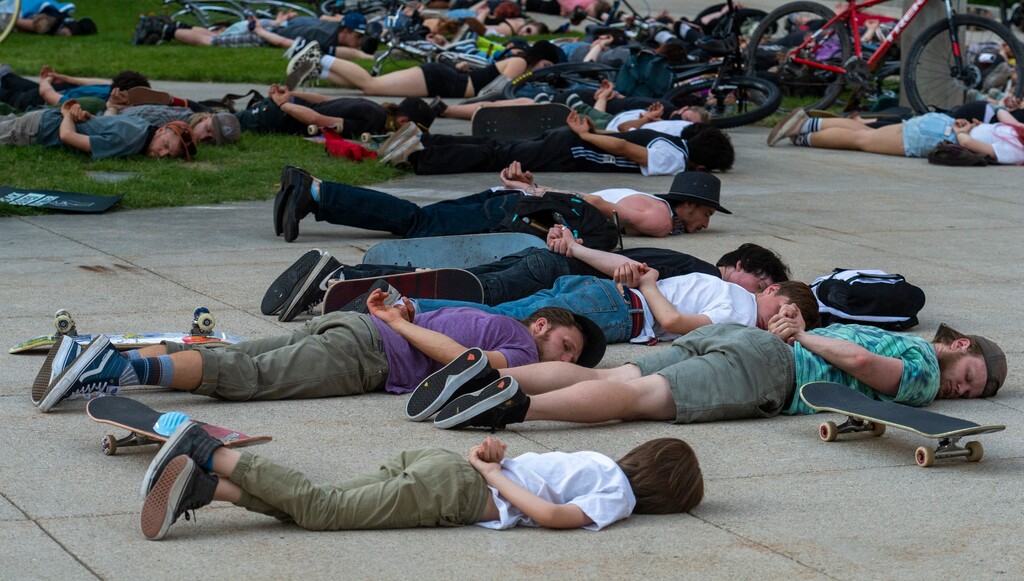 (Rick Egan  |  Tribune file photo)     Tyeise Bellamy speaks as skaters and skateboarders lie down for 8 minutes and 46 seconds in memory of George Floyd, during the Black Lives Matter Skate for Solidarity protest  at Washington Square in Salt Lake City, on Thursday, June 11, 2020.
