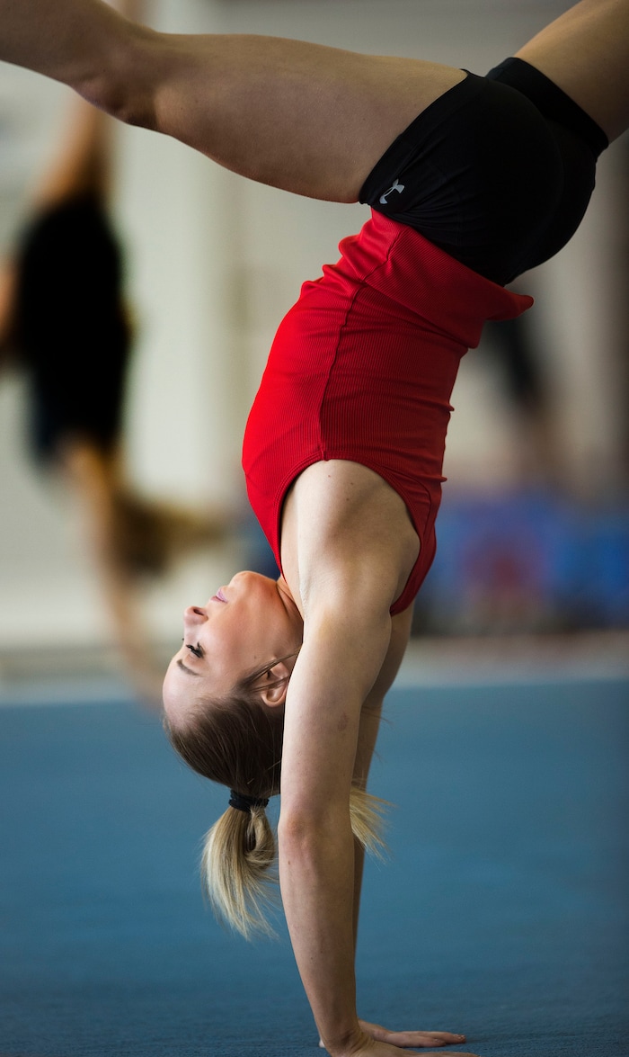 Steve Griffin / The Salt Lake Tribune

University of Utah gymnast MyKayla Skinner during practice at Dumke gymnastics practice facility on the campus of the University of Utah Salt Lake City Thursday January 5, 2017. 