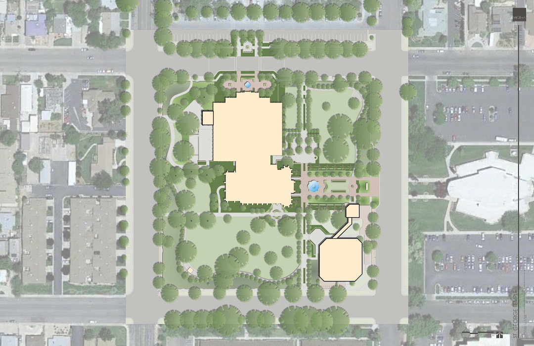(Courtesy of The Church of Jesus Christ of Latter-day Saints) This rendering shows the site plan for the St. George Temple.