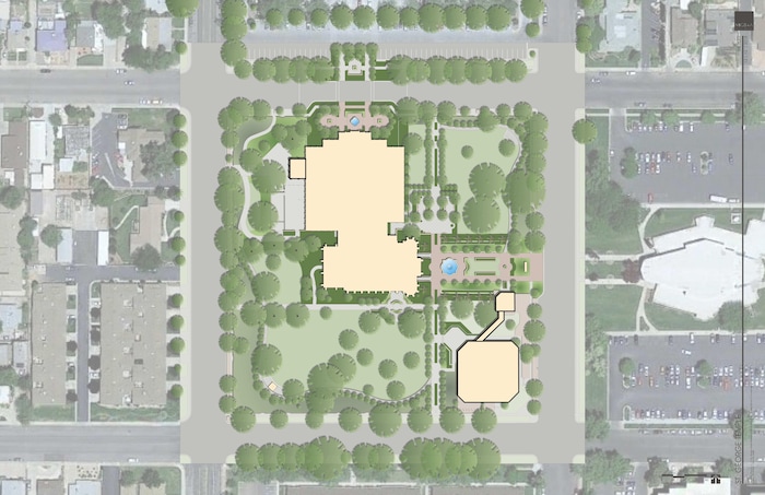 (Courtesy of The Church of Jesus Christ of Latter-day Saints) This rendering shows the site plan for the St. George Temple.